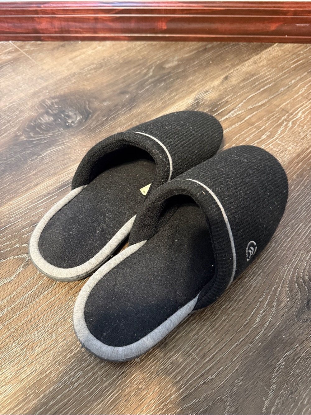 isotoner Black and Gray Slip-On Cozy Indoor Slippers